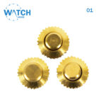 3 pcs Swiss Watch Crown, Gold Color Push Button