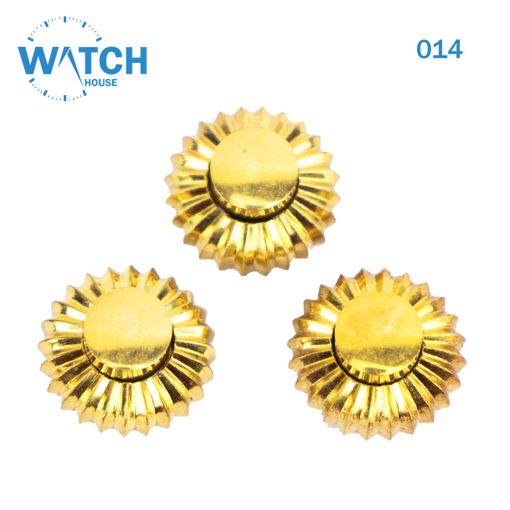 3Pcs Swiss Watch Crowns Gold Color Replacement