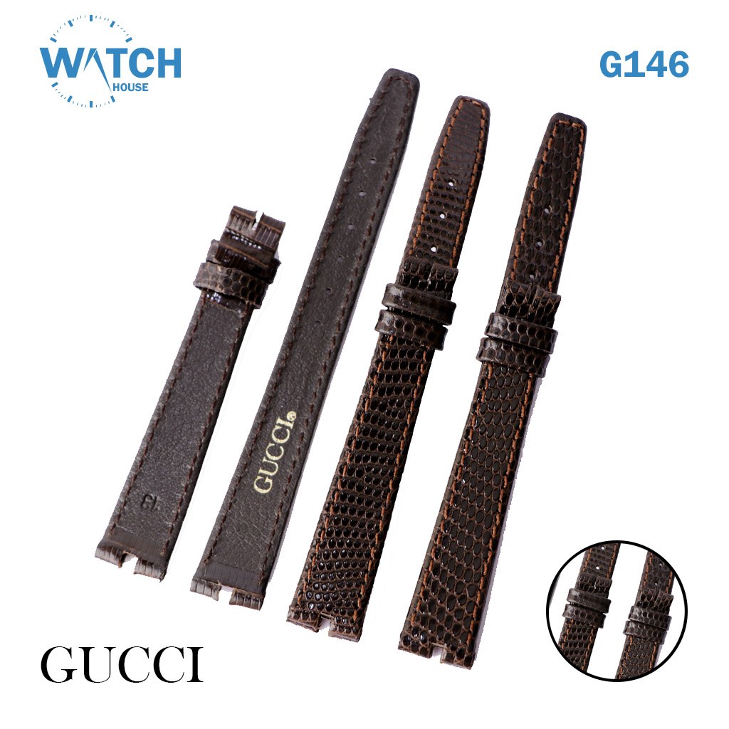 3PCS Gucci 14mm Leather Watch Bands, Brown Swiss Replacement Straps #G146#