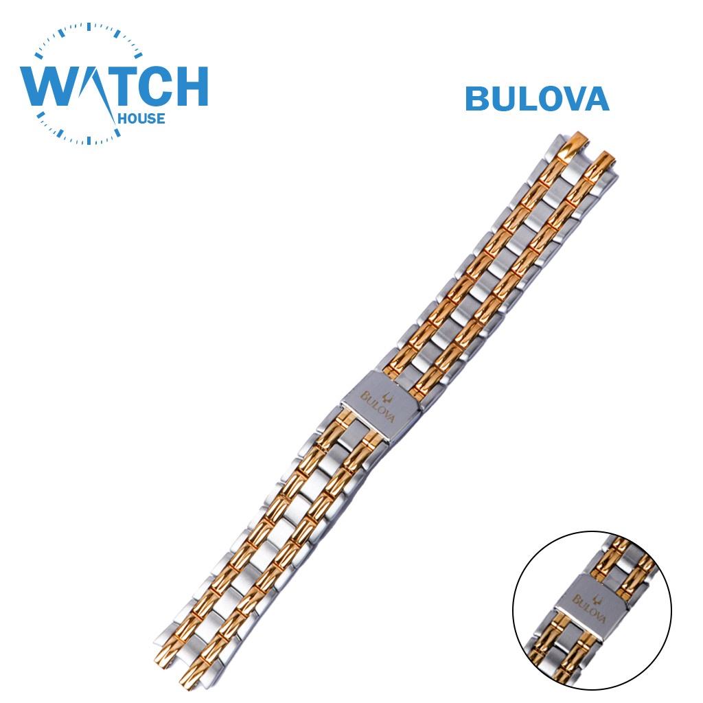 BULOVA 18mm Swiss Made Watch Band – Two Tone Stainless Steel Replacement Bracelet.