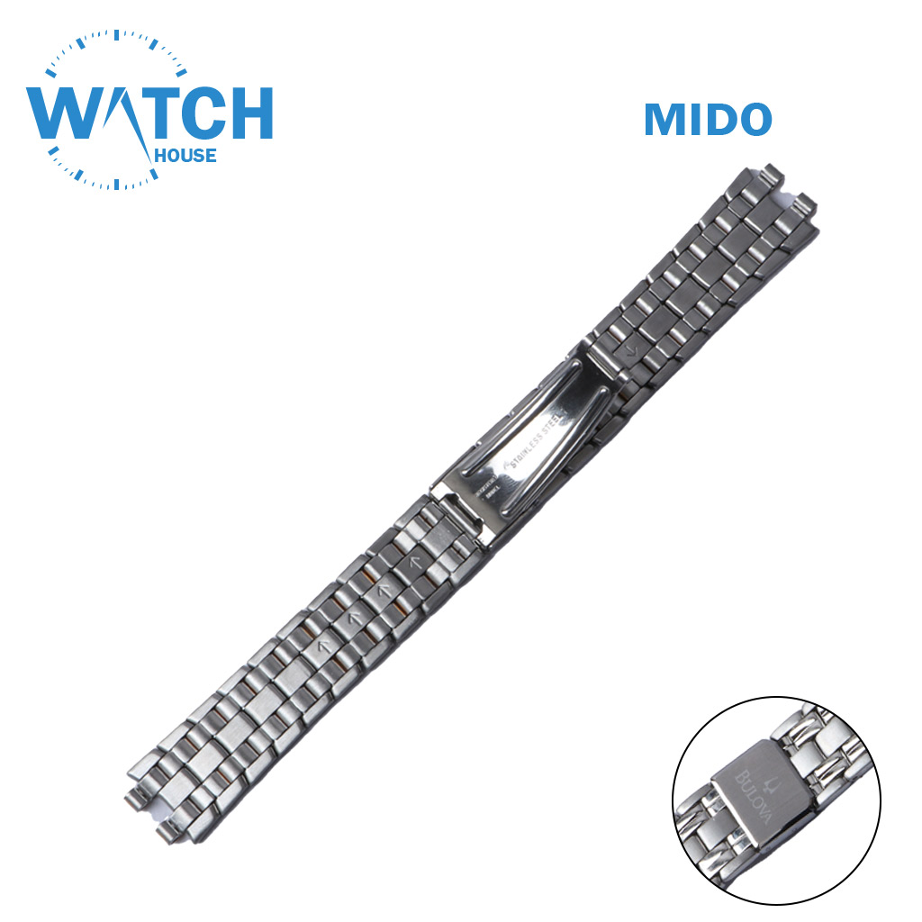 BULOVA 18mm Swiss Made Watch Band – Silver Stainless Steel Replacement Bracelet