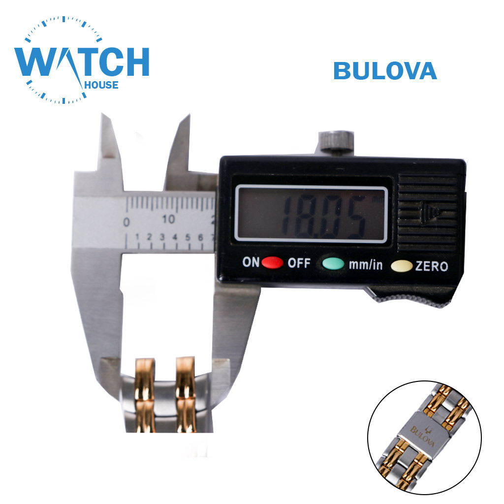 BULOVA 18mm Swiss Made Watch Band – Two Tone Stainless Steel Replacement Bracelet.
