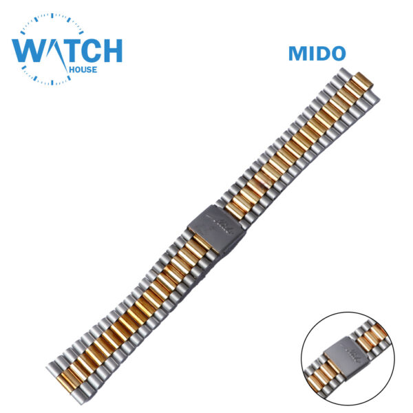 MIDO 20mm Swiss Made Watch Band – Two Tone Stainless Steel Replacement Bracelet.