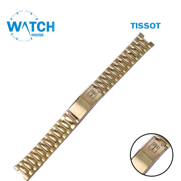 Vintage TISSOT 18mm Swiss Made Watch Band – Gold Stainless Steel Original Bracelet #021#