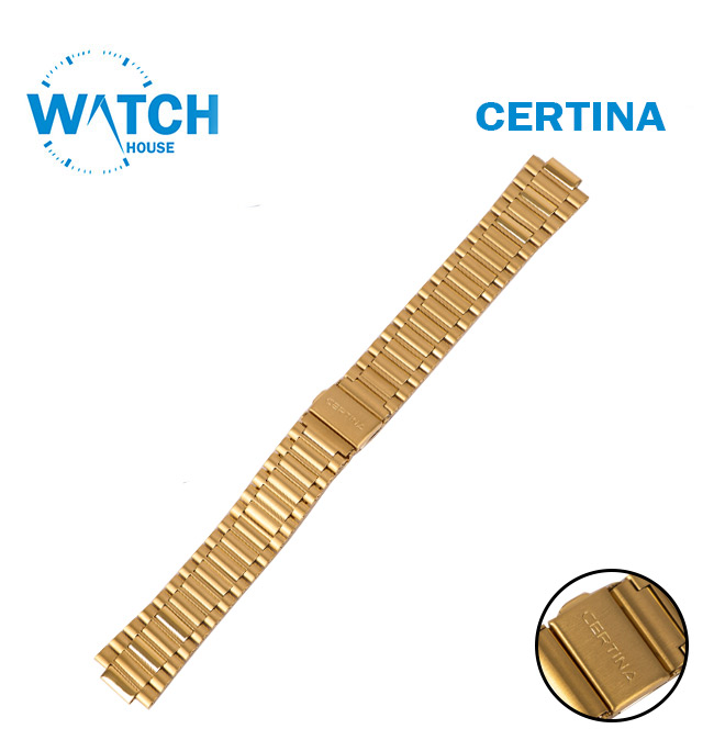 Certina Gold Band01 Vintage CERTINA 10mm Swiss Made Watch Band – Gold Stainless Steel Original Bracelet #026#