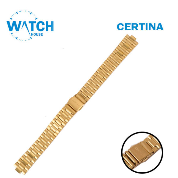 Vintage CERTINA 5.90mm Swiss Made Watch Band – Gold Stainless Steel Original Bracelet #025#