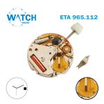 ETA 965.112 Swiss Made Watch Movement Quartz, White Date Disk at 3 ,3 Hands, Silver Plated.