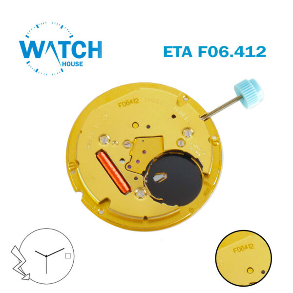 ETA F06.412 Swiss Watch Movement , White Date Disk At 3, 3 hands, Height (3.60 mm).