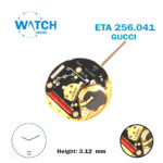 ETA 256.041 GUCCI 1 Swiss Made Watch Movement, White Date Disk At 6 , 2 Hands, Height 1 ( 3.12 mm .)