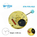 ETA F05.412 Swiss Made Watch Movement, White Date Disk at 3, Hight 3.98 mm .
