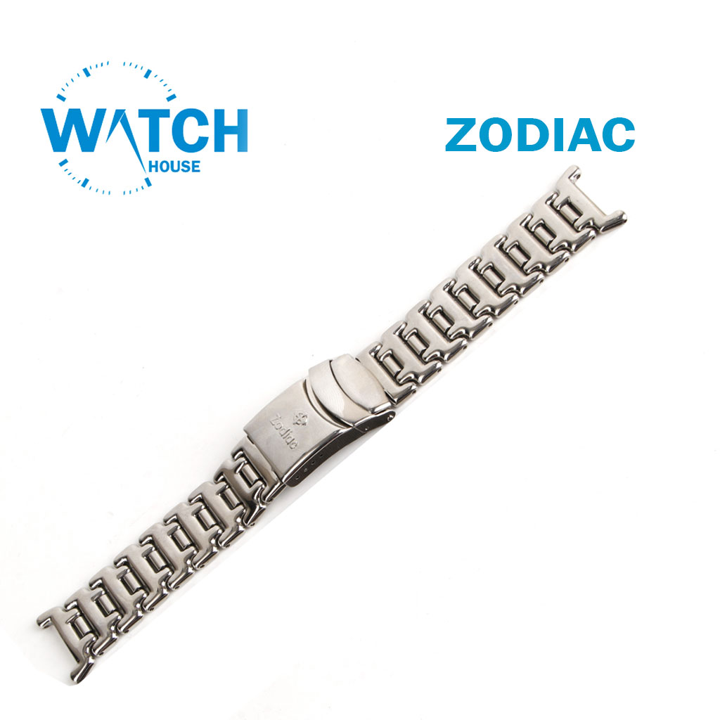ZODIAC 17mm Swiss Made Men’s Silver Stainless Steel Watch Band – Replacement Bracelet