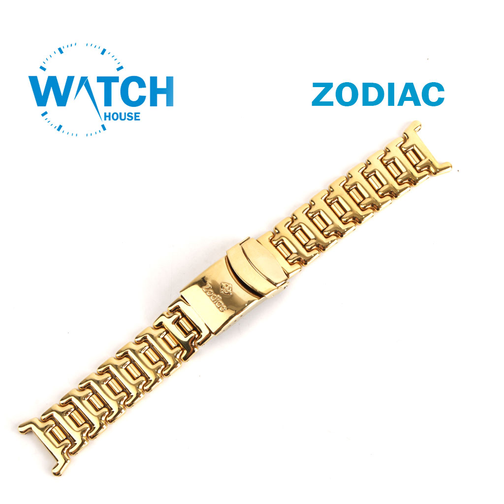 ZODIAC Original Swiss Made 17mm Gold Stainless Steel Men’s Watch Band – Replacement Bracelet