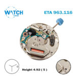 ETA 963.116 Or 963.114 Or 963.113 Swiss Made Quartz Movement, White Date Disk At 3, 3 Hands.