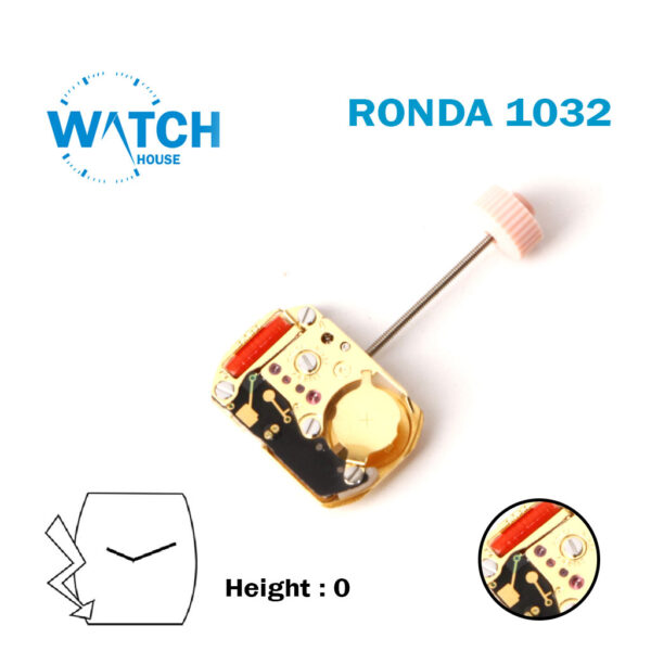 RONDA 1032 Swiss Made Watch Movement, 2 Hands, Without Disk, Height 0