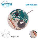 ETA 955.414 Swiss Quartz Watch Movement – 3 Hands, White Date Disk at 3, Height 0