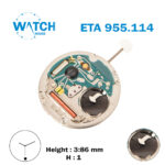 ETA 955.114 Swiss Made Quartz Movement, White Date Disk At 6, 3 Hands, Height 1.