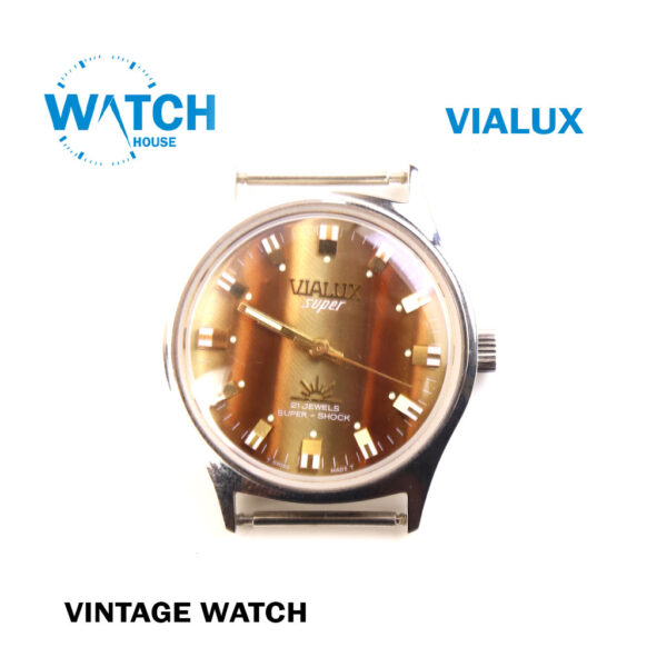 VIALUX Vintage Swiss Made Watch-Manual- Special Stainless Steel Back - Water Resistant.