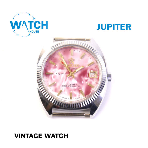 JUPITER Manual Winding Swiss Watch For Men With Leather Band- Stainless Steel Back – Original Swiss Made- Pink Dial.