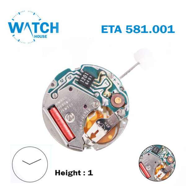 ETA 581.001 Swiss Made Quartz Movement, With Small Sec, Height 1