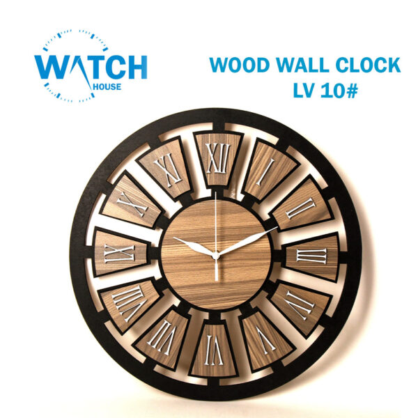 Modern Wooden Wall Clock – Beige Rock-Style MDF Design with White Hands / Battery Quartz, Romani's Number