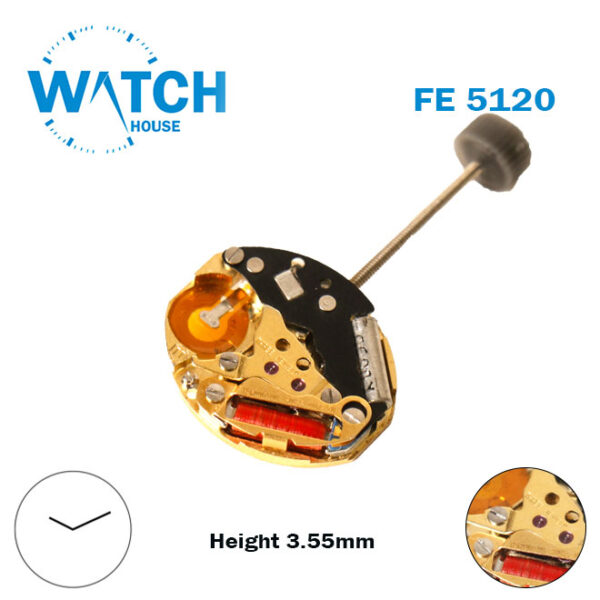 FE 5120  Swiss Watch Movement, 2 Hands, Without Disk, Height 3.55mm
