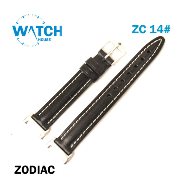 Genuine Leather Watch Strap Band Zodiac Size 12mm, With Buckle 12mm Silver Stainless steel For Zodiac Metal Band.