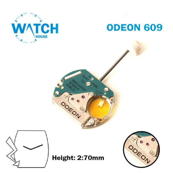 ODEON 609 Swiss Made Movement, Without Disk, 2 Hands.